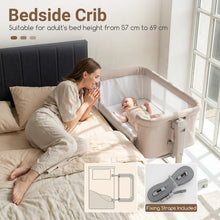 Load image into Gallery viewer, Bedside Crib with 4 Castors, Extendable Legs, Removable Mattress