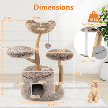 Load image into Gallery viewer, Multi-level Wood Cat Tree Tower Kitten Activity Center with Solid Trunk