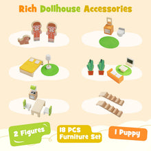 Load image into Gallery viewer, Kids Wooden Dollhouse with 7 Rooms and 18 Pcs Furniture Accessories