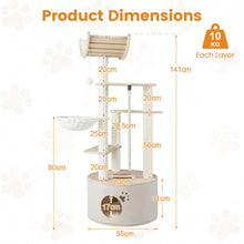 Load image into Gallery viewer, 141cm Tall Wooden Cat Tree for Indoor Cats Solid Plywood Multi-Level Kitten Tower
