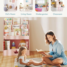 Load image into Gallery viewer, 4-Tier Kids Bookcase, Wooden Children Bookshelf