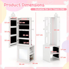 Load image into Gallery viewer, Kids Jewelry Cabinet, 3 in 1 Girls Jewelry Organizer with Full-Length Mirror