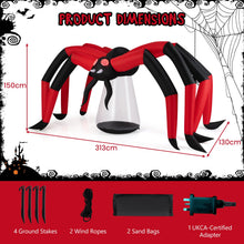 Load image into Gallery viewer, Halloween Inflatable Spider Blow Up Yard Scary Spider with Red Tunnel Light Eyes