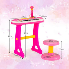 Load image into Gallery viewer, 31 Keys Kids Piano and Stool with Adjustable Microphone