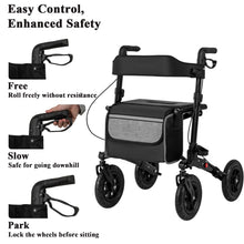 Load image into Gallery viewer, Walker for Seniors with Seat Folding Rollator Walker with Pneumatic Tires