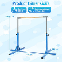Load image into Gallery viewer, Gymnastics Training Bar, 85-145cm/90-150cm Height Adjustable Horizontal Kip Bars with Non-slip Pads