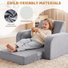Load image into Gallery viewer, Children's Armchair, 3 in 1 Convertible Fold Out Kids Sofa Bed with Velvet Fabric