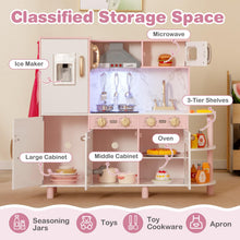 Load image into Gallery viewer, Kids Kitchen Playset Pretend Wooden Play Kitchen with Apron for 3+ Years Old