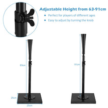 Load image into Gallery viewer, Height Adjustable Baseball Batting Tee with Soft Rubber Topper