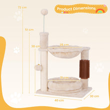 Load image into Gallery viewer, Cat Tree, 2-Tier Cat Tower with Cat Bed, Hammock, Scratching Post, Self-massage Brush