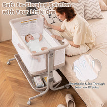 Load image into Gallery viewer, 6-Level Heights Adjustable Bassinet with Mattress