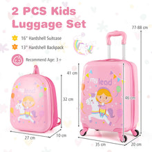 Load image into Gallery viewer, 2 Pieces Kid Luggage Set with 4 Spinner Wheels and Telescopic Handle