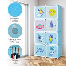 Load image into Gallery viewer, Cartoon Clothes Closet, Portable Kids Wardrobe with Hanging Section( 8 Cubes Space: 74 x 36 x 144cm)
