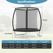 Load image into Gallery viewer, 10ft Trampoline, Outdoor Rebounder Trampoline with Safety Enclosure Net and Ladder