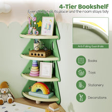 Load image into Gallery viewer, 4-Tier Kids Corner Bookshelf for Kids Room and Nursery Playroom