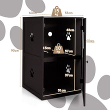 Load image into Gallery viewer, 2-Tier Hidden Wooden Cat Litter Box Enclosure