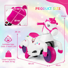 Load image into Gallery viewer, Kids Electric Motorbike, 12V Ride on Unicorn with Training Wheels