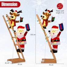 Load image into Gallery viewer, 5.5 Feet Lighted Reindeer and Santa Claus on Ladder 3D Pre-Lit Indoor Outdoor