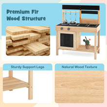 Load image into Gallery viewer, Mud Kitchen, Fir Wood Outdoor Play Kitchen with 2 Removable Sinks, Storage Shelves