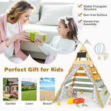 Load image into Gallery viewer, Large Teepee Tent, Wooden Play Tent with Removable Chalkboard, Washable Flags and Door Curtains