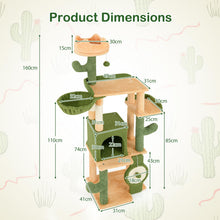 Load image into Gallery viewer, 160 CM Cactus Cat Tree with Sisal Scratching Posts for Indoor Cats