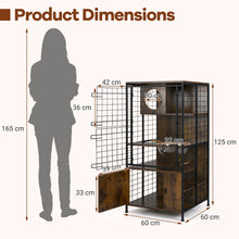 Load image into Gallery viewer, Multi-level Cat Cabinet Cage Metal Frame with Cat Bowel and Cabinet