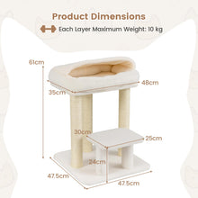 Load image into Gallery viewer, Cat Tree, 61cm Comfy Plush Top Perch Bed, Sisal Scratching Posts