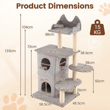 Load image into Gallery viewer, 123cm Tall Multi-Layer Cats Tower with Plush Perch