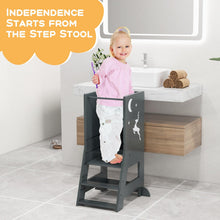 Load image into Gallery viewer, Kids Step Stool, Wooden Kitchen Toddler Helper Stand with Adjustable Height