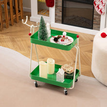 Load image into Gallery viewer, Reindeer Side Table 2-Tier Christmas Rolling Cart with Metal Frame and Wheels