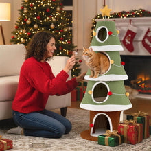Load image into Gallery viewer, Christmas Tree Shape Cats Tower with Condos