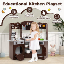 Load image into Gallery viewer, Kids Wooden Corner Kitchen Pretend Toy Kitchen Playset for 3+ Years Old