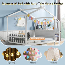 Load image into Gallery viewer, Toddler House Floor Bed with Study Desk