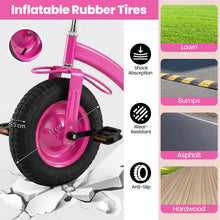 Load image into Gallery viewer, Kids Tricycle, Carbon Steel Toddler Trike with Inflatable Rubber Tires, Adjustable Handlebar & Seat