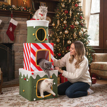 Load image into Gallery viewer, Stackable Cat Condos with Plush Balls for Indoor
