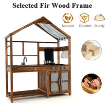 Load image into Gallery viewer, Outdoor Solid Wood Mud Kitchen with Canopy and Rotatable Faucet