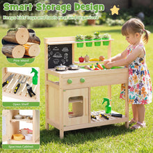 Load image into Gallery viewer, Kids Mud Kitchen Play Pretend Kitchen with Chalkboard Rotation Knobs and Cabinet