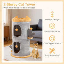 Load image into Gallery viewer, Cute Small Cat Tree Tower with Cozy Condos and Plush Danging Balls