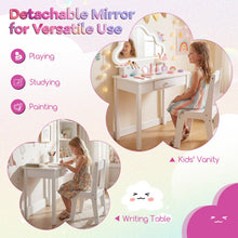 Load image into Gallery viewer, Kids Vanity Table and Chair Set, Children Dressing Table