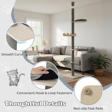 Load image into Gallery viewer, Floor to Ceiling Cat Tree, 5 Tier Tall Cat Tower with 236-271cm Adjustable Height