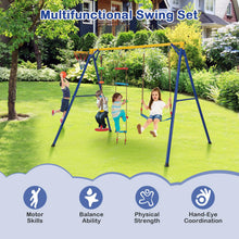 Load image into Gallery viewer, 4 in 1 Metal A-Frame Kids Swing Set with Belt Swing