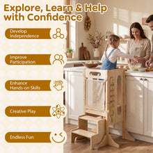 Load image into Gallery viewer, Toddler Step Stool Foldable Standing Tower with Anti-tip Feet