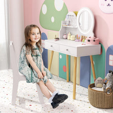 Load image into Gallery viewer, Kids Vanity Table and Chair with 2-Color LED Lighted Mirror