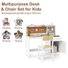 Load image into Gallery viewer, Kids Study Desk and Chair Set with Shelves and Storage Cabinet