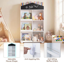 Load image into Gallery viewer, Wooden Book & Toy Storage Organizer, House Shaped Children Bookcase