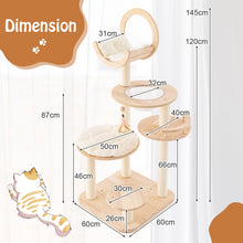 Load image into Gallery viewer, Multi-level Modern Solid Wood Cat Tower with Capsule Nest