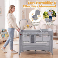 Load image into Gallery viewer, 5 in 1 Baby Travel Cot, Portable Baby Crib Bassinet