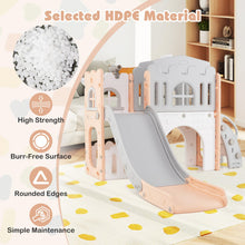 Load image into Gallery viewer, 9 in 1 Toddler Slide L Shaped Kids Slide and Climber Playset with Basketball Hoop