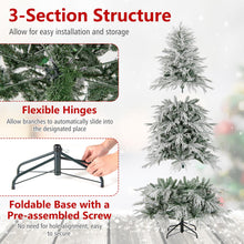 Load image into Gallery viewer, 6 FT Artificial Christmas Tree Flocked Xmas Tree with 250 Warm White LED Lights and Folding Metal Stand