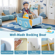 Load image into Gallery viewer, Kids Rocking Boat, Submarine-Themed Wooden Rocking Ship Toy with Rotating Propeller